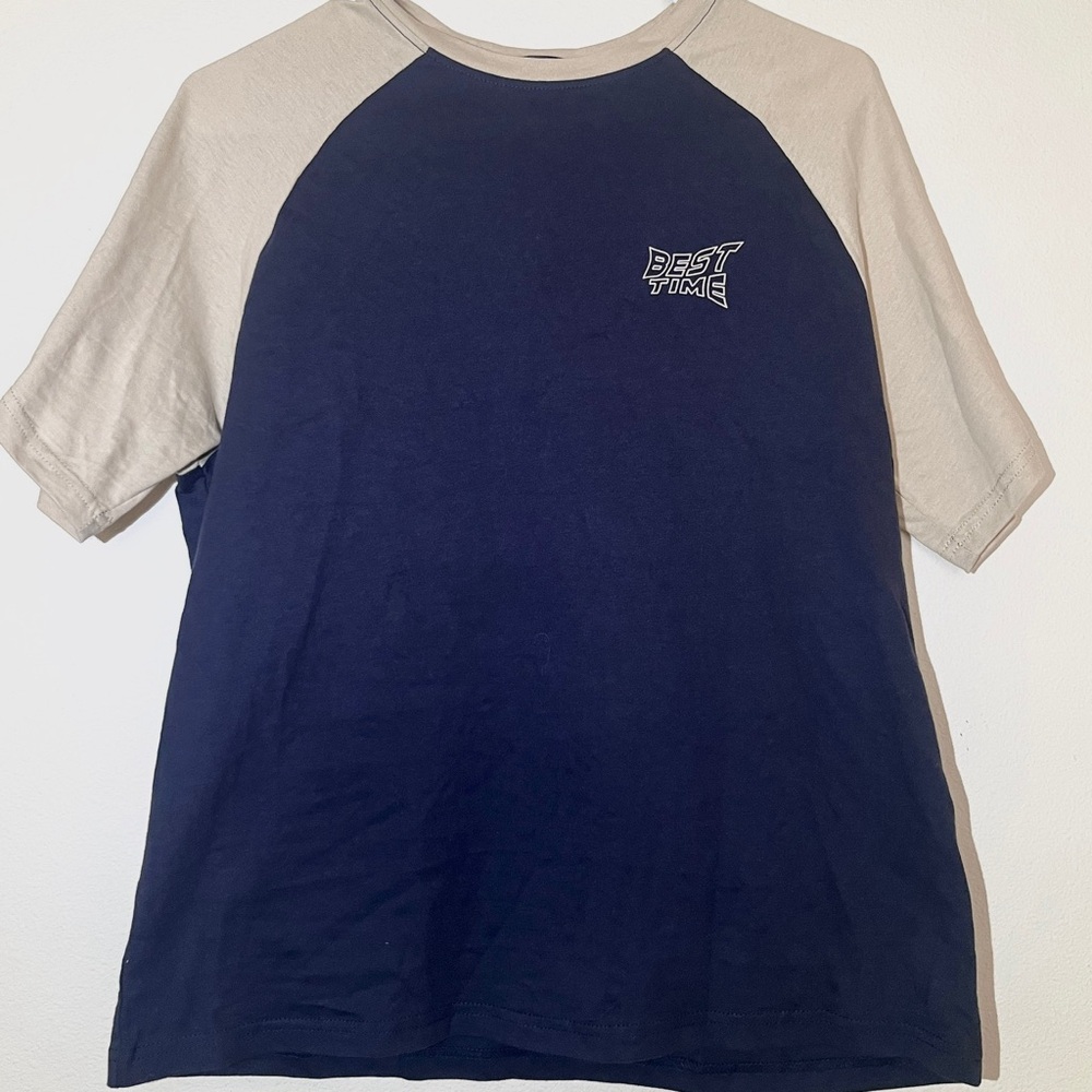 Women's Navy and Beige Short Sleeve Tee